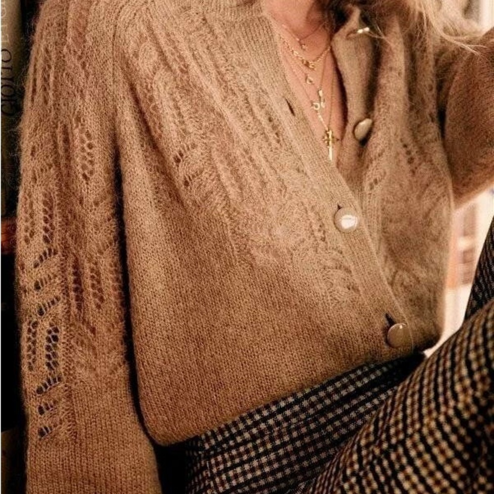 Sezane Tonio cardigan camel small